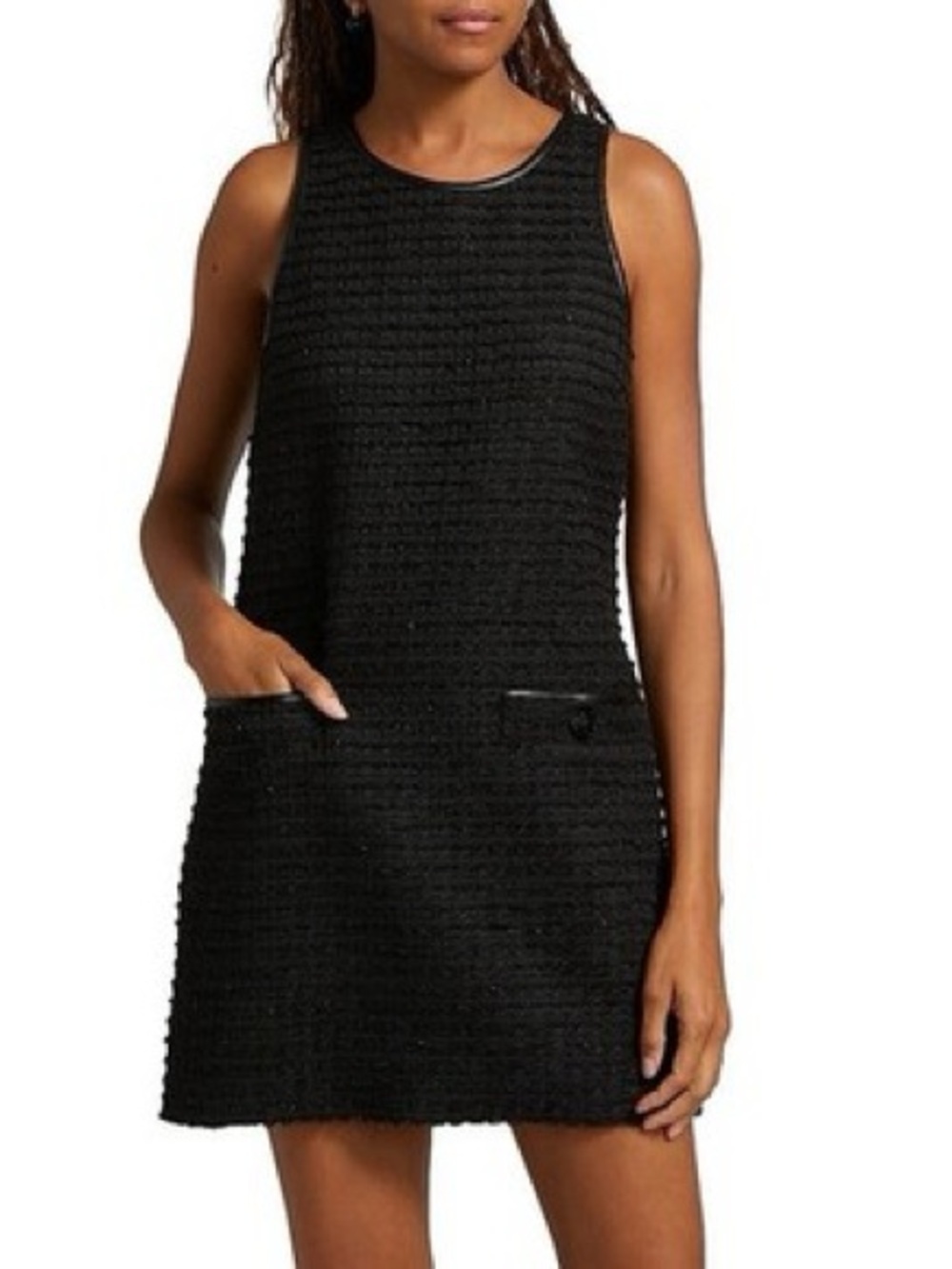 New L’Agence Florian Shift Dress Black Tweed Mini Sz L